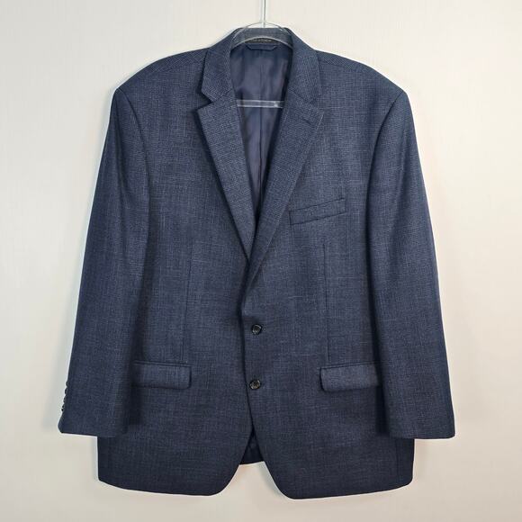 Lauren Ralph Lauren Blue Micro Herringbone Classic Two-Button Blazer 48L